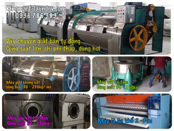Mô hình giặt công nghiệp sử dụng máy giặt máy vắt bán tự động